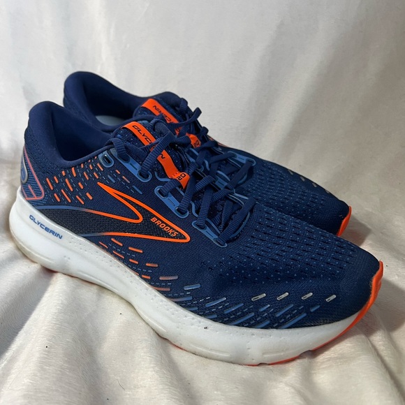 Brooks Sneakers in Navy and Neon Orange - Picture 2 of 5